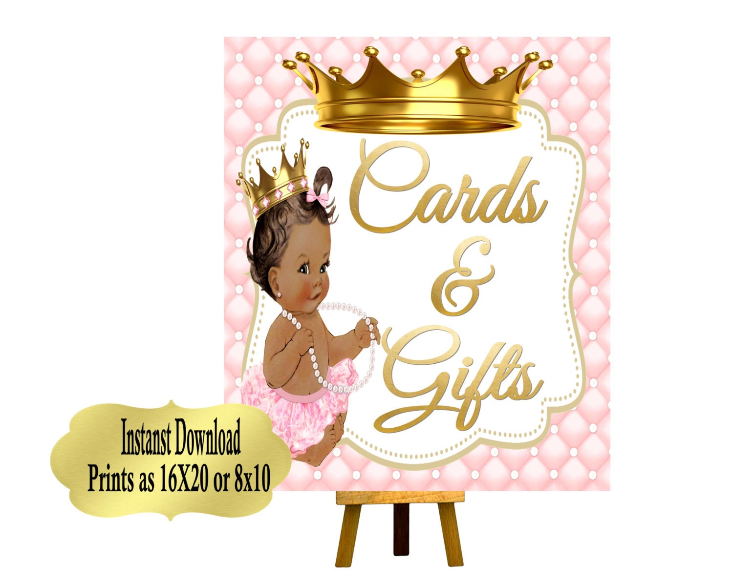 Pink Gold Baby Shower Decorations Girl Kit, Royal Princess Baby