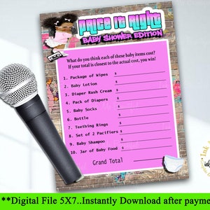 DIGITAL FILE   Price it Right, Hip Hop Baby Shower Games, Hip Hop Baby Shower, 5x7,, Throwback 80s 90s House Party, 80s baby, 90s baby, H001
