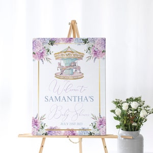 EDITABLE Horse Carousel Welcome Sign | Carousel Baby Shower| 1st ...