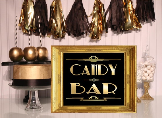PRINTABLE Candy Bar sign,Gatsby party decoration, Roaring twenties party decoration, Wedding Decor, Candy Buffet Sign, 4 Sizes Included, Il_570xn