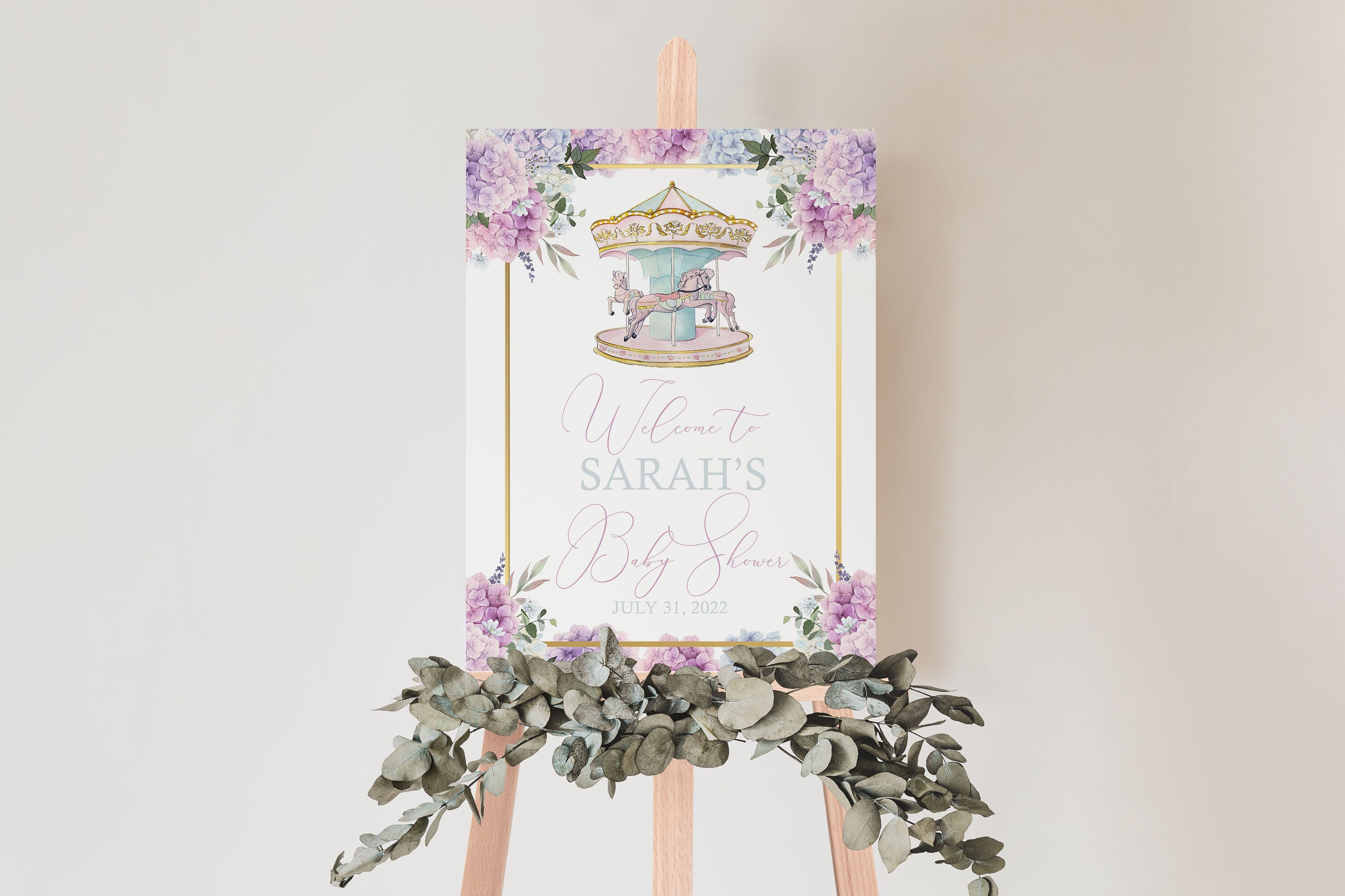 EDITABLE Horse Carousel Welcome Sign | Carousel Baby Shower| 1st ...