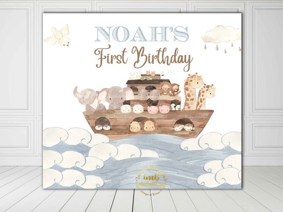 DIGITAL File Candy Table Backdrop, Noah's Ark, Baby Shower, Kids Birthday Party, Baptism NA22 Il_570xn