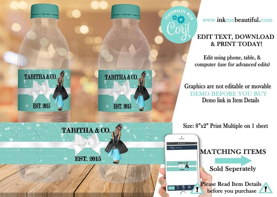 EDITABLE Water Bottle Label | Blue Paris Theme | Parisian Theme | Baby Shower | 1st Birthday | Il_570xn