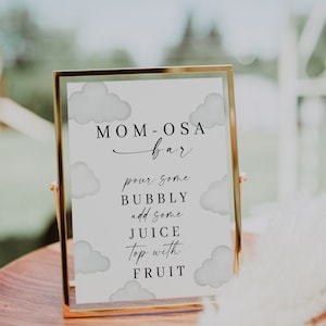 Digital File Cloud Nine Momosa Bar Sign Modern Cloud Baby Shower Sign Baby Sprinkle Minimalist Baby Shower Signs C3