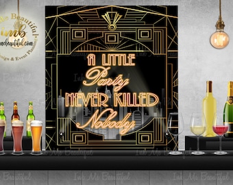 Gatsby Party Sign, Art Deco 1920s Decor (Digital Download)