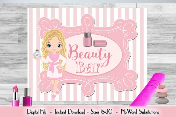 PRINTABLE Spa Sign Beauty Bar Sign 8x10 Pamper Party | Etsy