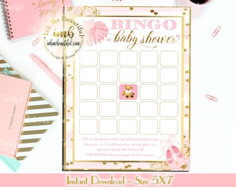 Digital File  Bingo, TuTu Baby, TuTu Cute, Pink and Gold Girl Baby Shower , DIGITAL FILE, Tutu Baby Shower Games, TU-002