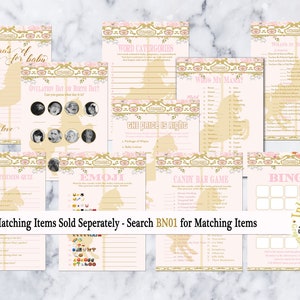 PRINTABLE Pink and Gold Carousel Baby Shower Games | Pink Carousel Baby Shower | Carousel Invite | Pink Carnival | PC16