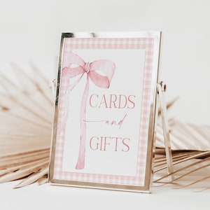 DIGITAAL bestand roze pastel kaarten en geschenken teken roze strik aquarel lint minimalistische baby shower teken baby strooi minimale PB4