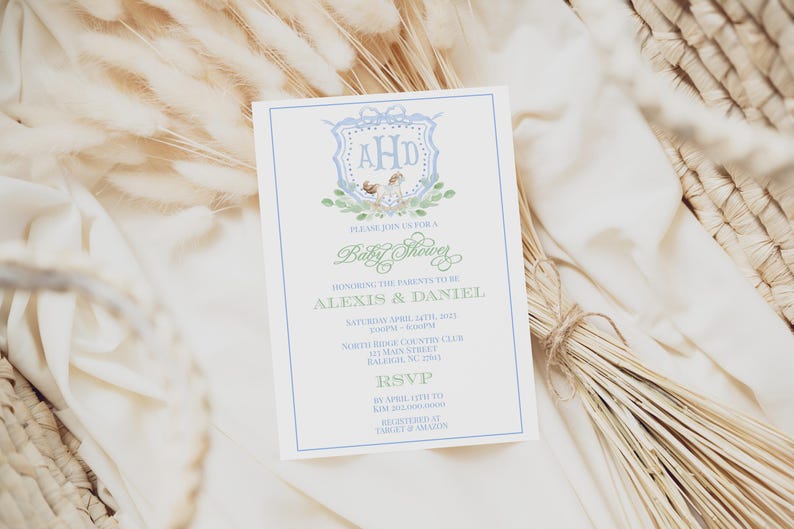 EDITABLE Vintage Rocking Horse Invitation for Baby Shower, Minimalist