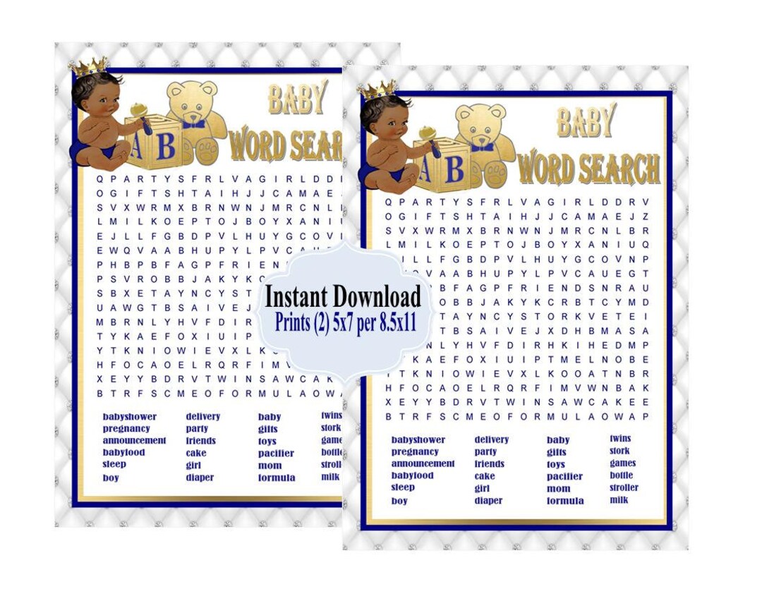 PRINTABLE Royal Baby Shower Game, Royal Baby Word Search RB-005 - Etsy