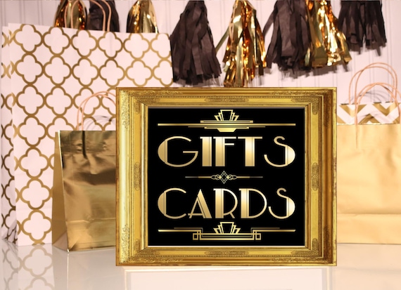 PRINTABLE Gifts Cards Sign,Gatsby party decoration, Roaring 20s Art deco,Wedding Sign, Wedding Decor Il_570xn