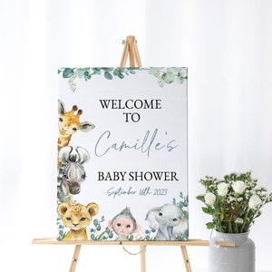EDITABLE Jungle Safari Welcome Sign | First Birthday | Baby Shower | Safari Theme | Wild One | Safari Decor | Gender Neutral | SA29
