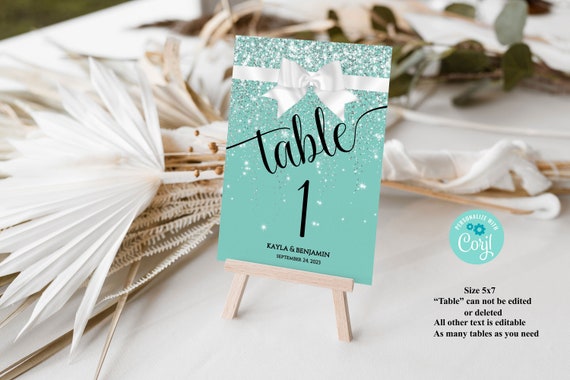 TEMPLATE Paris Blue Table Numbers | Bridal Shower| Wedding | Decor | Diamonds | Baby Shower | Baby | Bride | and Co | Sparkle | Glitter Il_570xn