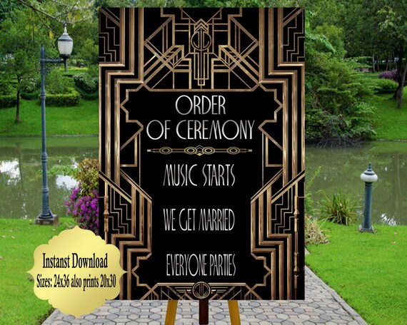 Art deco, great gatsby, great gatsby decorations, art deco poster, roaring  20s party decorations, great gatsby wedding, birthday party sign