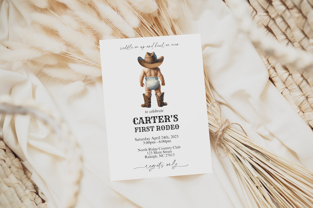 EDITABLE First Rodeo Birthday Invitation Cowboy Party Wild West Western ...