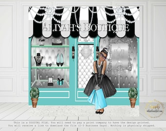 DIGITAL FILE Paris Blue Store Backdrop,  Birthday Party,  Store Backdrop, Candy Table Backdrop, Photo Backdrop Boutique Store