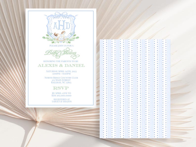 EDITABLE Vintage Rocking Horse Invitation for Baby Shower, Minimalist