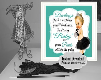 DIGITAL FILE Grab a Necklace Don't Say Baby,  Paris Theme,  Babyshower, Bridal Shower, Welcome Sign, Baby Shower Games