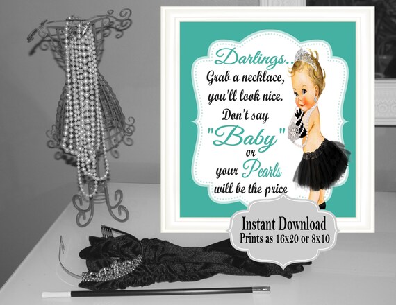 DIGITAL FILE Grab a Necklace Don't Say Baby, Baby and CO, Babyshower, Bridal Shower, Welcome Sign, Baby Shower Games Il_570xn
