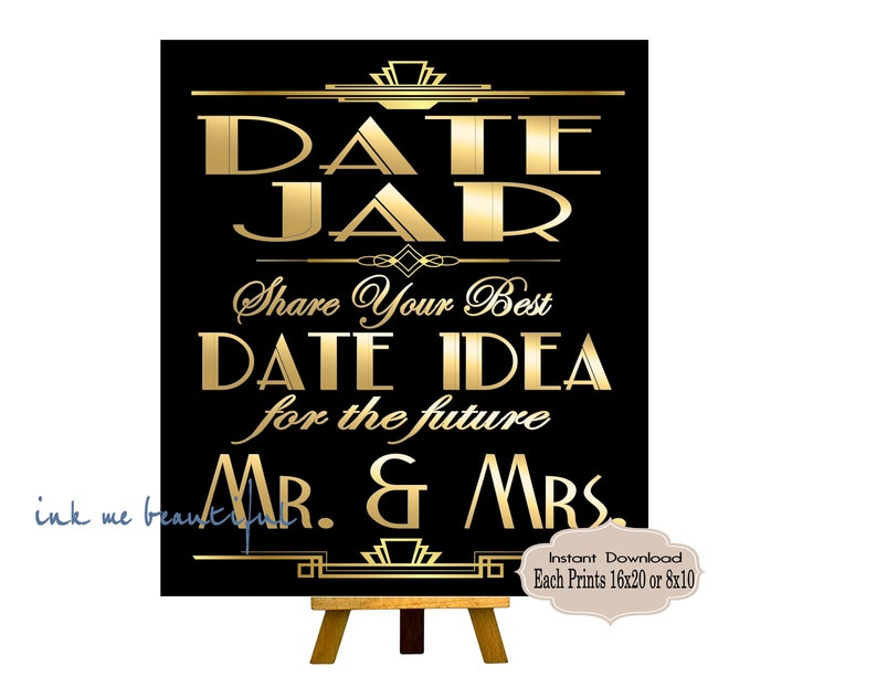 Printable Date Jar Roaring Twenties Party Decoration Great Etsy