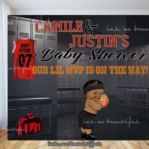 DIGITAL FILE Basketball Theme Baby Shower, Photo Backdrop, Candy Table Backdrop