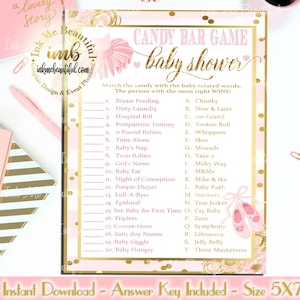 Digitale Datei Candy Bar Spiel, TuTu Baby, TuTu Süß, Rosa und Gold Mädchen-Babyparty , DIGITALE DATEI, Tutu-Babyparty Spiele, TU-002