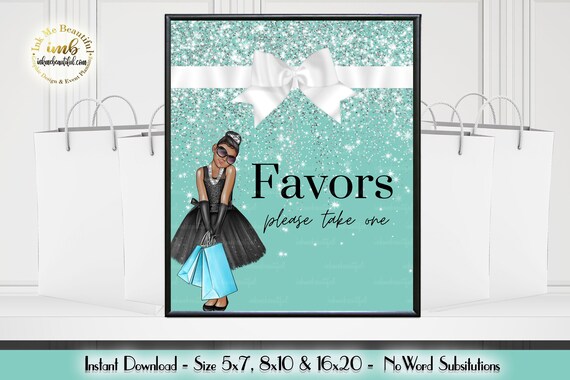 DIGITAL FILE | Favors Sign | Paris Blue Theme | Sparkle | Kid's Birthday | Birthday Party | Black Dress | Signs | Decor | PB08 Il_570xn