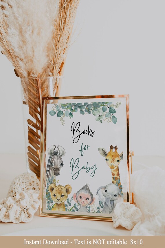 DIGITAL FILE Book for Baby Sign | First Birthday | Baby Shower | Safari Theme | Wild One | Safari Birthday Party Decor | SA29 Il_570xn