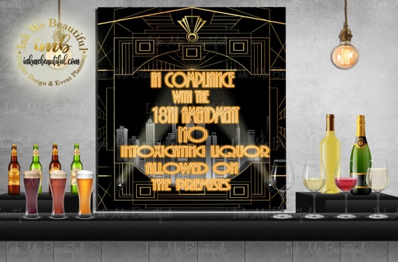 Prohibition Ends Here Great Gatsby PRINTABLES Sign, Sizes 8x10, 16x20, 20x30, 24x36, Gatsby party decoration, Roaring 20s Art deco Il_570xn