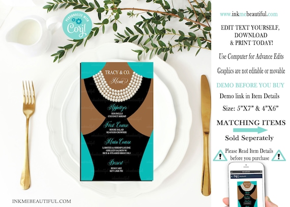 EDITABLE Paris Blue Theme Menu | Invitation | Bridal Shower Decor | 1st Birthday | Baby Shower | Baby | Bride | and Co | Breakfast at Il_570xn
