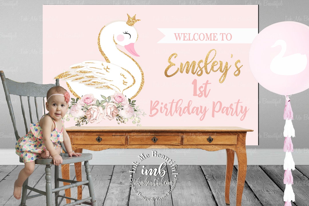 Menu Backdrop Swan PRINTABLE Swan Backdrop, Dove, Birthday, Baby Shower, Candy Table ...