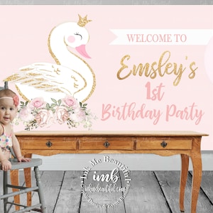 PRINTABLE Swan Backdrop, Dove, Birthday, Baby Shower, Candy Table, Photo Backdrop, Swan Lake, Swan Soiree, Birthday, Blush Pink SP098