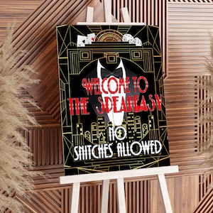 PRINTABLE Speakeasy Welcome Sign Gatsby Party Decoration Roaring 20s Art Deco Las Vegas Party Harlem Nights Signs Casino Theme R20