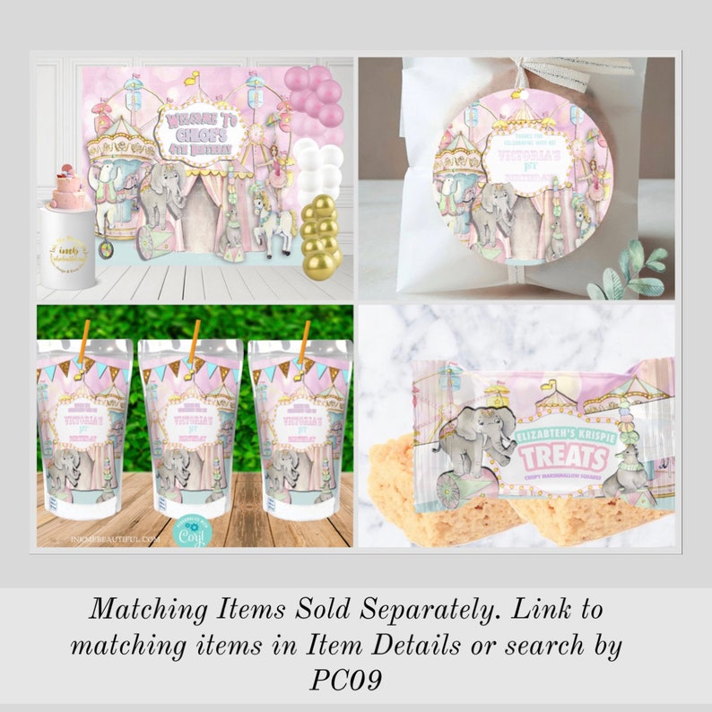 DRUCKBARE rosa Karnevalssaft-Etikett | Zirkus | Karneval Mottoparty | Babyparty | PC09 Bild 8