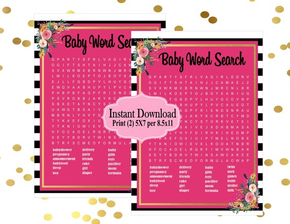PRINTABLE Baby Shower Games, Baby Word Search, Poster, Spades Shower, Themed Baby Shower Printable, Spades Collection KS001 Il_570xn