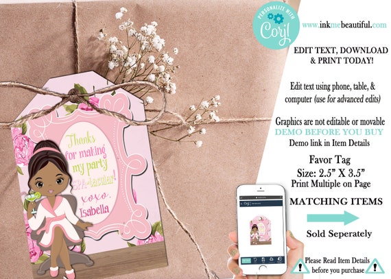 EDITABLE Spa Favor Tags | Thank You Tags | Spa Theme | Door Tag | Pamper Party Birthday Party | SP-067 Il_570xn