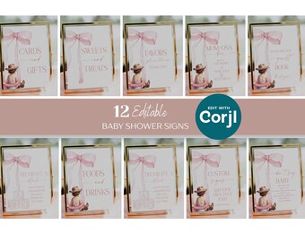 Pink Cowgirl Baby Shower Sign Bundle | Editable Western Theme (8x10)