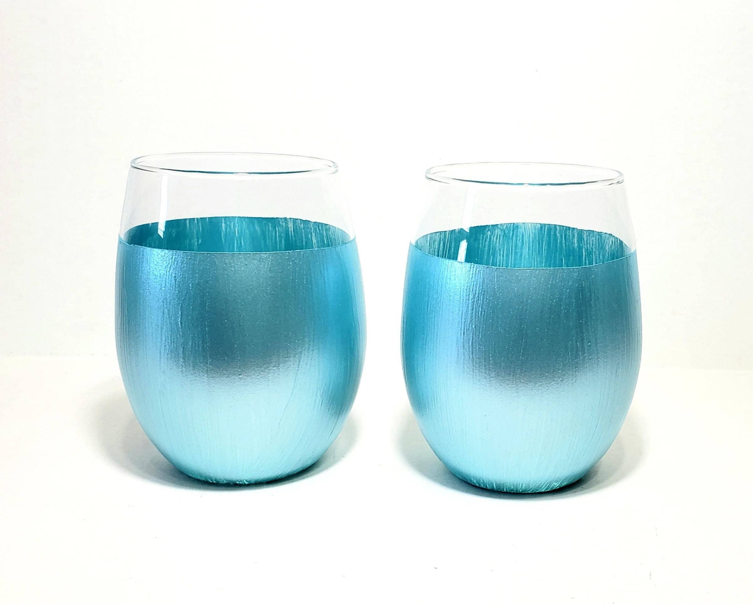 Stemless wine glass set painted wine glass stemless barware Etsy