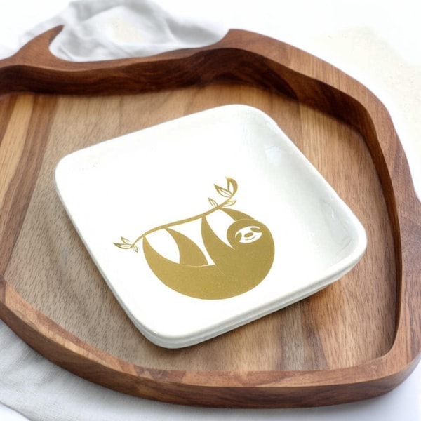 Sloth Ring Dish: Gold Metallic Jewelry Holder