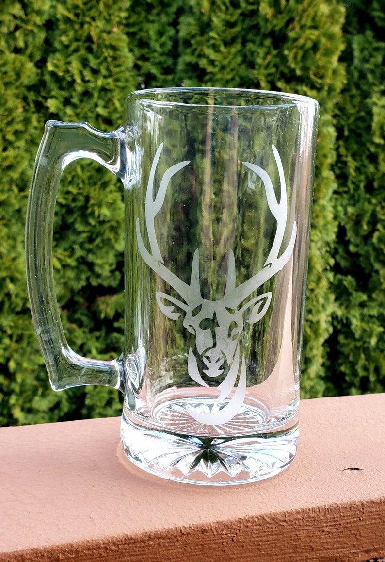 Beer mug etched deer mug wildlife gift beer gift gifts for Etsy