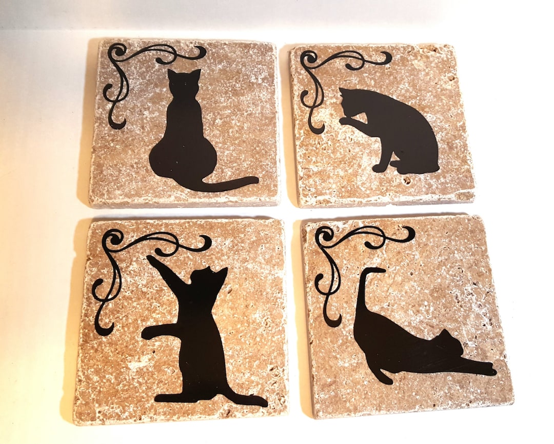 Cat Coasters, Gift for Cat Lover, Gifts for the Home, Drink Coasters, Cat Lovers Decor