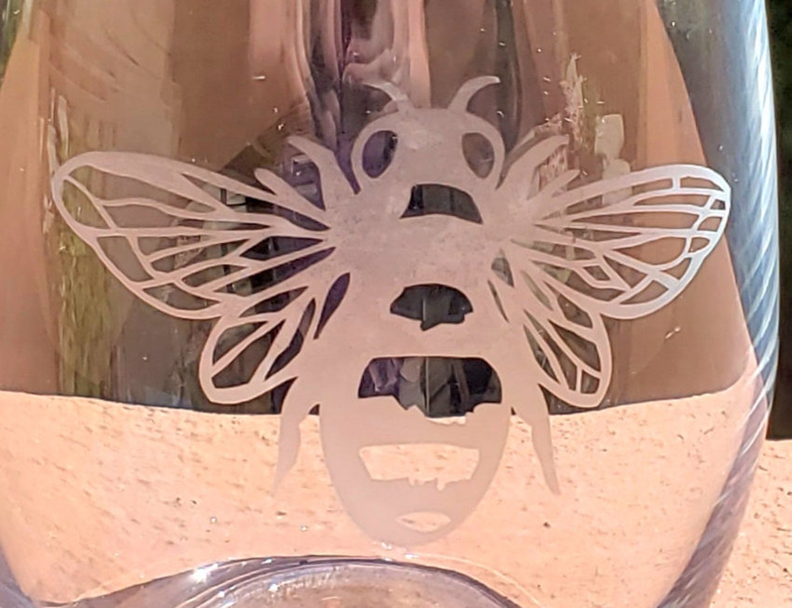 Etched Bumblebee Glass Etched Wine Glass Bee Wine Glass Etsy