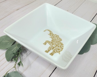 Gold Elephant Ring Dish: Good Luck Jewelry Holder