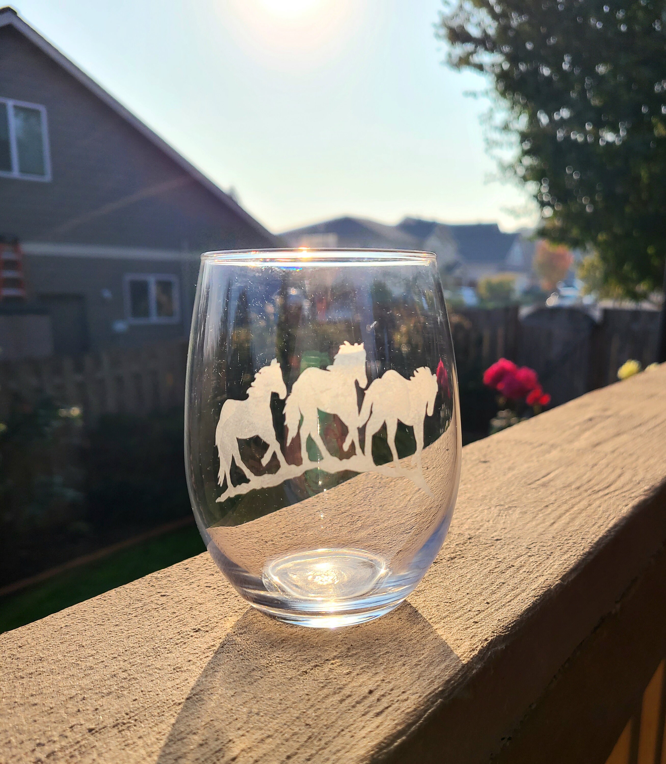 Etched Horse Wine Glass Horses Glass Equine Gift Farm Etsy