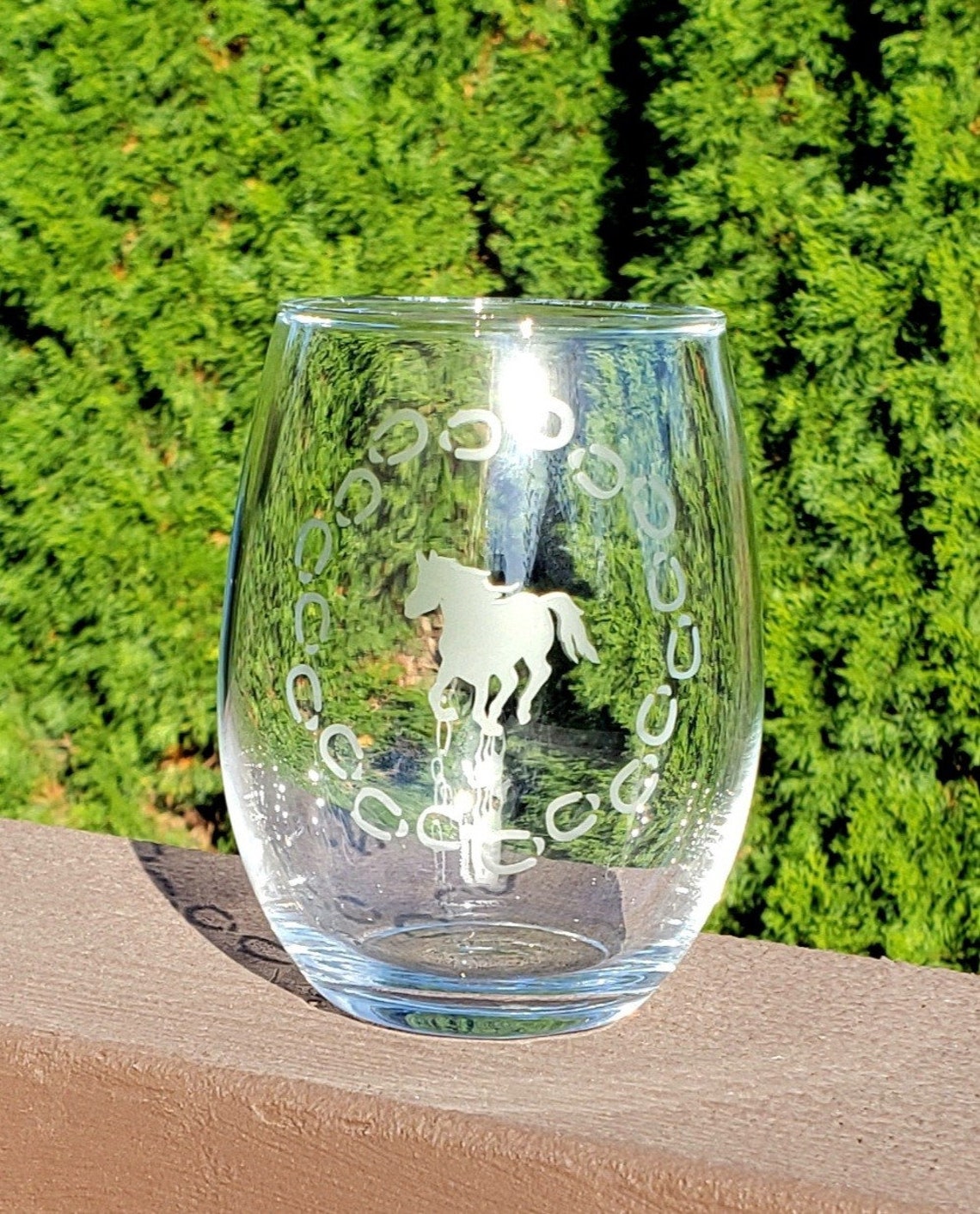 Etched Horse Etched Wine Glass Etched Horse Glass Equine Etsy