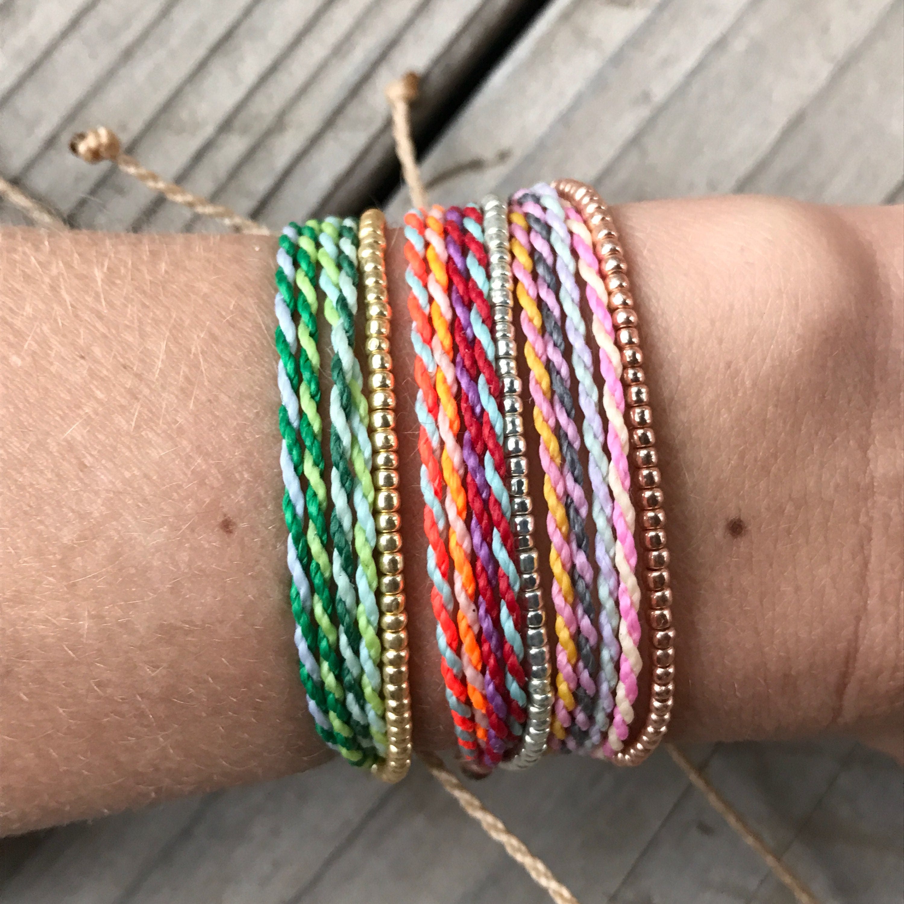 Custom String Bracelet, Wax String Bracelet, Stackable Bracelet, Beaded ...
