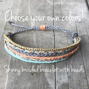 1 skinny braided string bracelet, wax string bracelet, beach jewlery, surfer bracelet, minimalist bracelet, string bracelet - custom braid