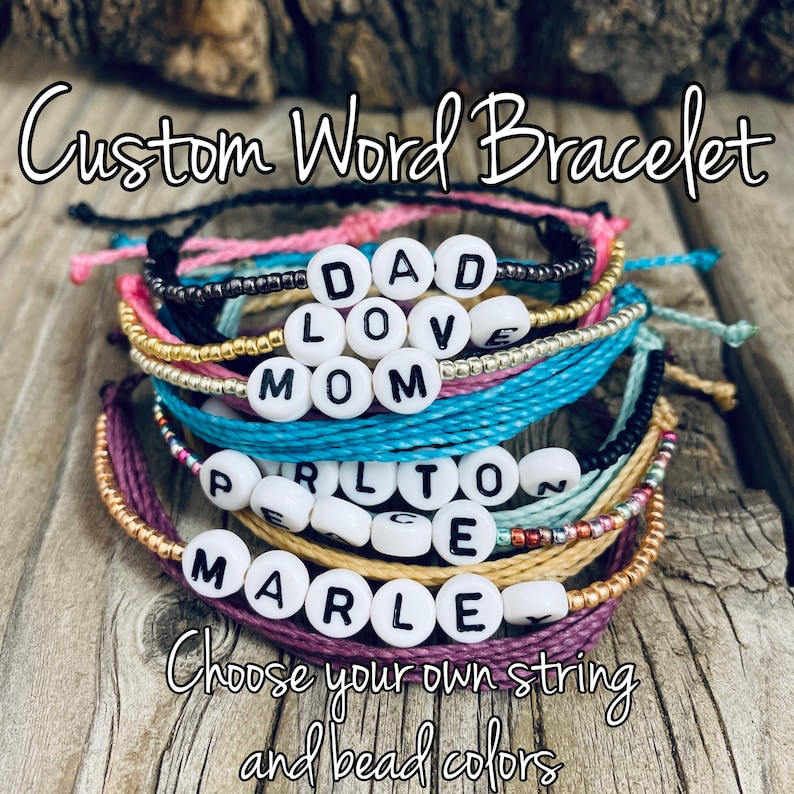 Adjustable Wax String Name Bracelet String Word Bracelet Etsy