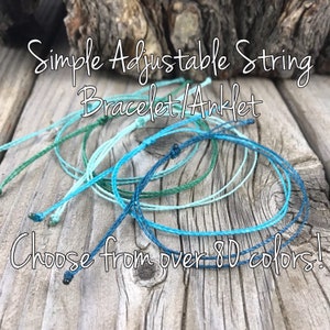 Adjustable Wax String Bracelet / Adjustable Wax String Anklet / Wax Cord Anklet - Custom Two Strand